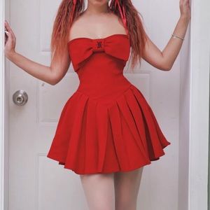red corset sweetheart dress